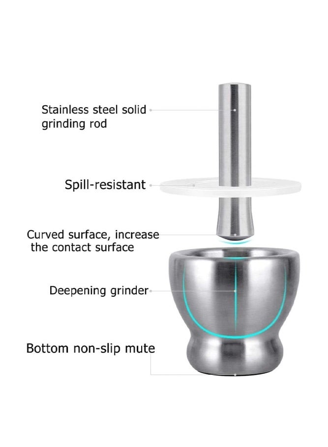 SHABILI Stainless Steel Crushing Bowl for Home Kitchen, Hand Masher Bowl Guacamole Bowl Garlic Press Spices Garlic Press for Families, Deep Anti-Slip Grinding Bowl for Daily Food Preparation (Silver) - Image 5